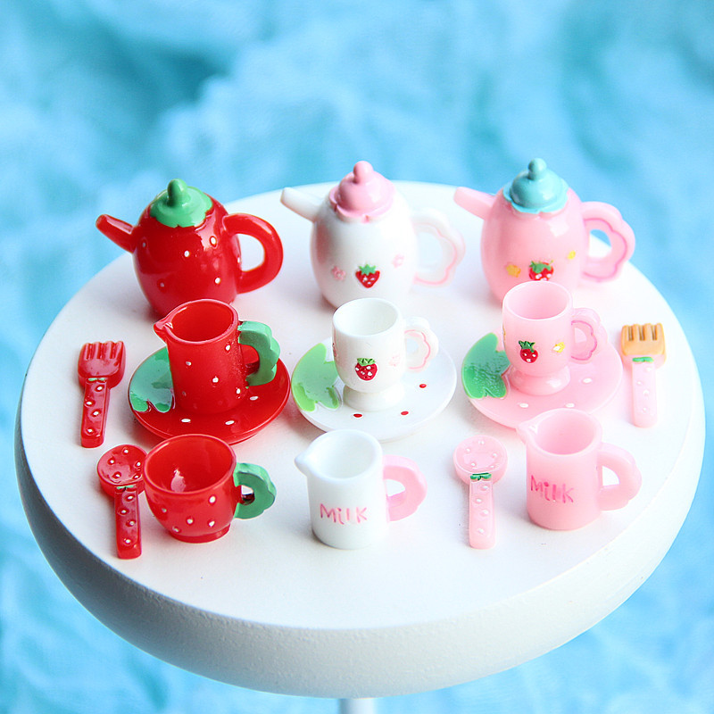 Gardening Tools Gift Set - Service à thé miniature rose, figurine,