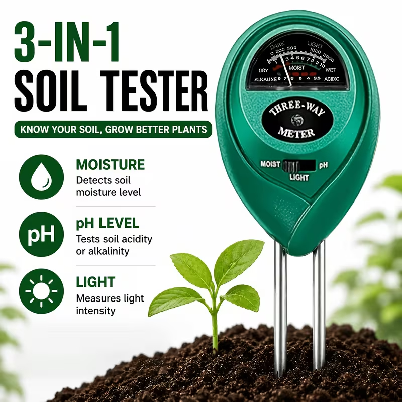 Gardening Tools Equipment - Testeur de sol 3-en-1 (humidité, pH