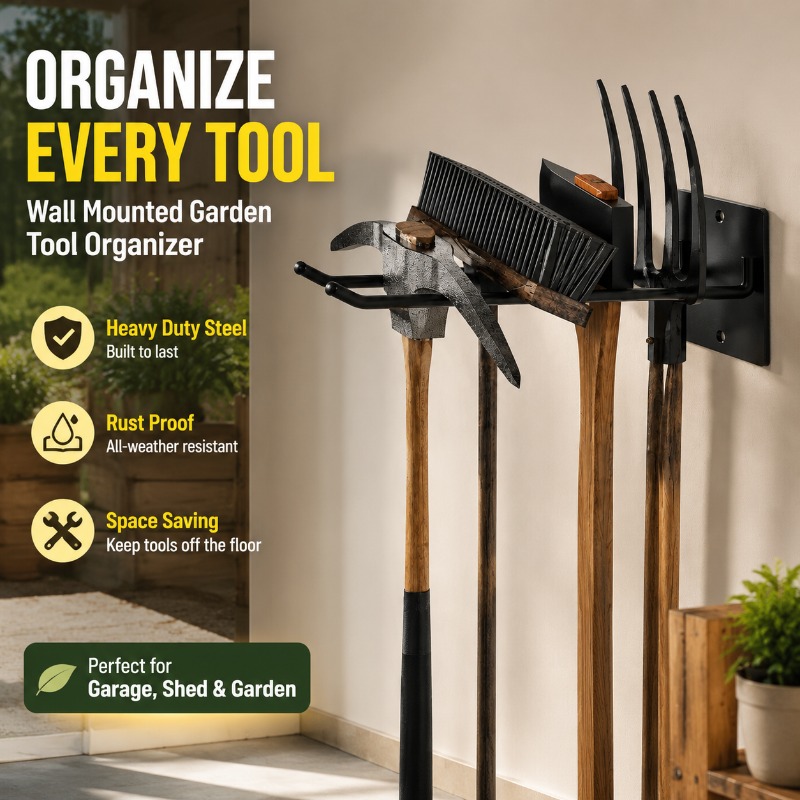 Gardening Tools Holder - Support mural épaissi pour outils de