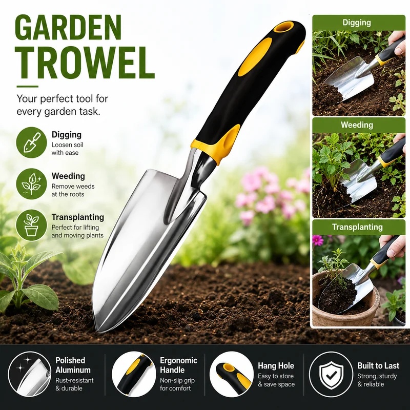Gardening Tools Trowel - Truelle à main robuste en acier