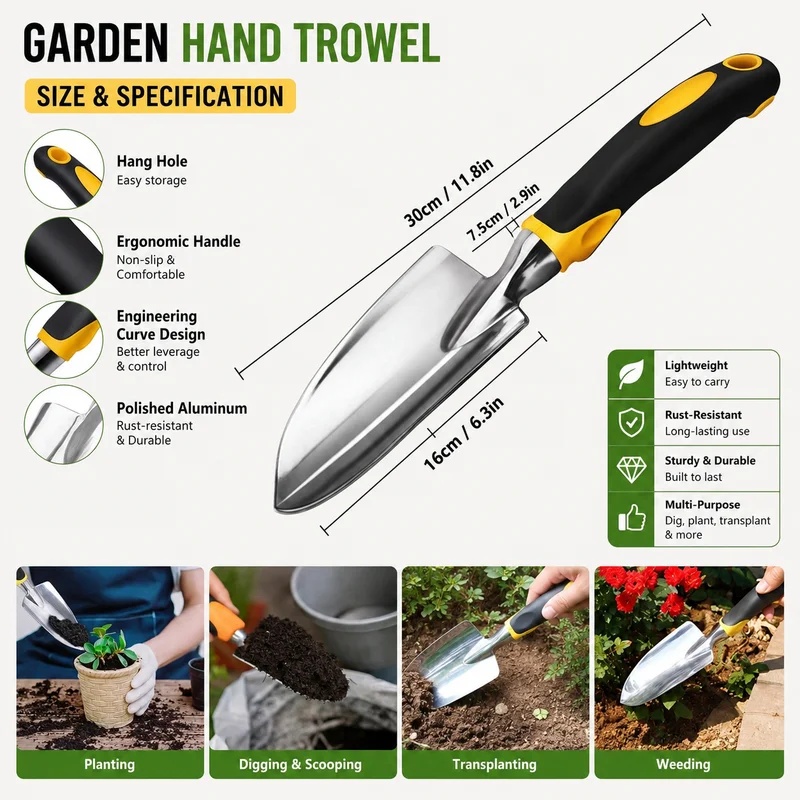 Truelle à main robuste en acie - Gardening Tools Trowel avis et prix
